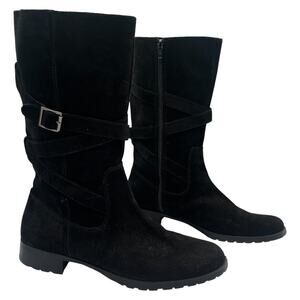 Lauren Ralph Lauren Shelby Suede Leather Calf Boots Black Size 10B